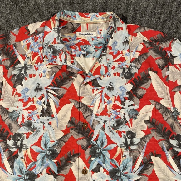 Tommy Bahama Other - Tommy Bahama Da Vinci Vines Pomodoro Hawaiian Silk Loop Collar Shirt Mens XL